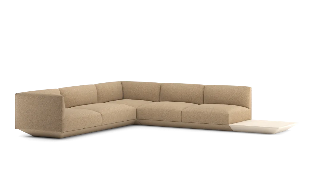 90/110 composition 05/R in fabric with high armrests, platform base