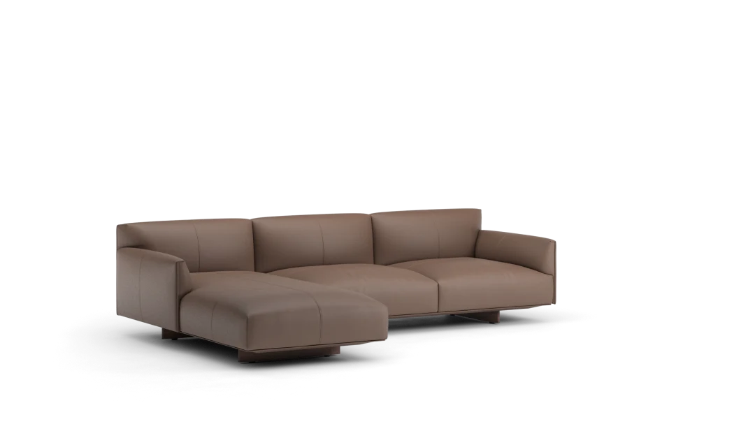 90 composition 01/L in leather with low armrests, upholstered metal base with legs