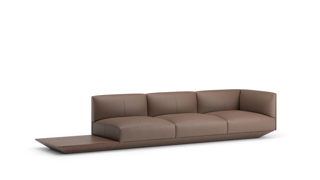 90 composition 03/R in leather with high armrests, platform base
