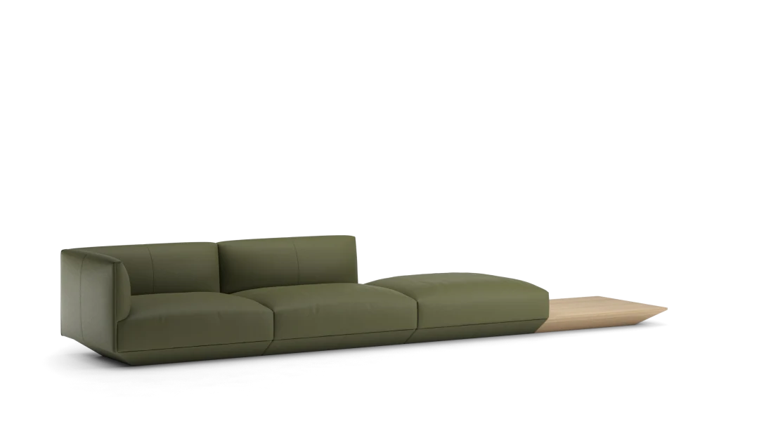 110 composition 04/R in leather with high armrests, platform base