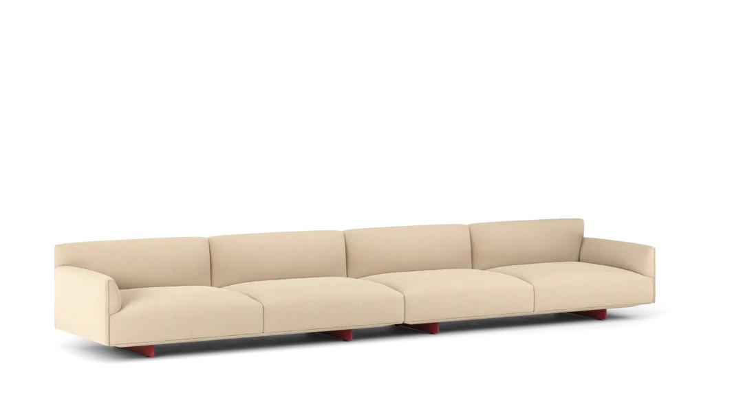 110 composition 01 in fabric with low armrests, upholstered metal base with legs