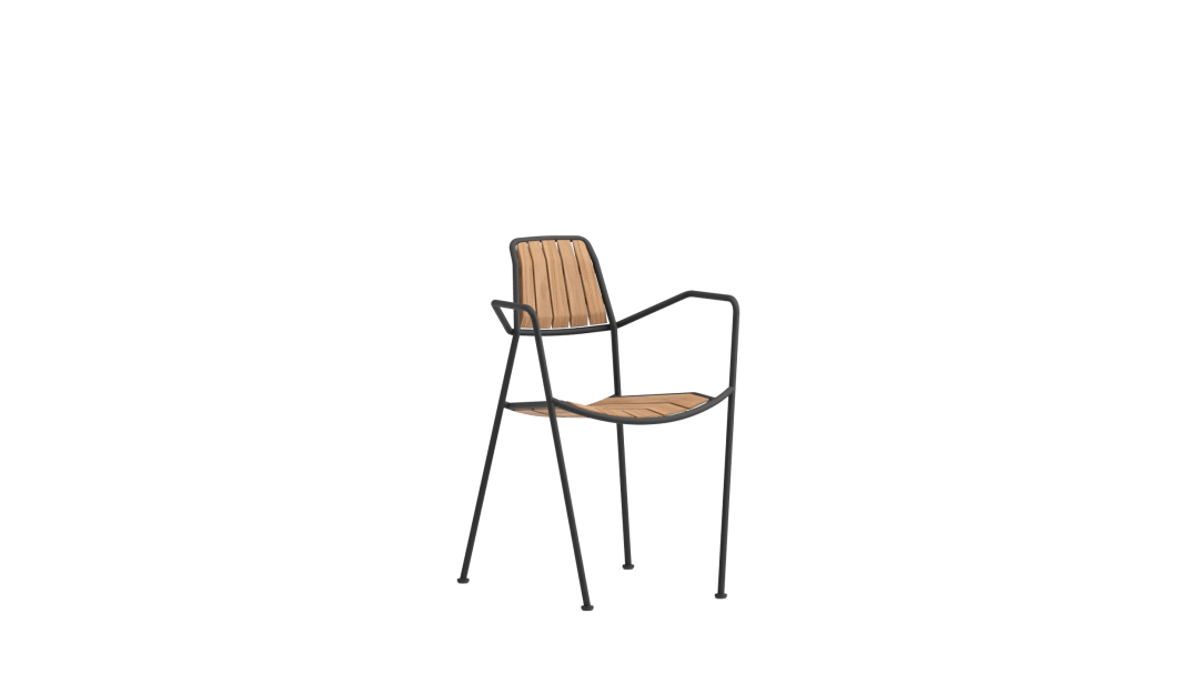 INOX chair with wood