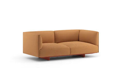 90 2seater in fabric with high armrests, metal base with legs