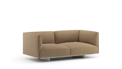 90 2seater in fabric with high armrests, metal base with legs