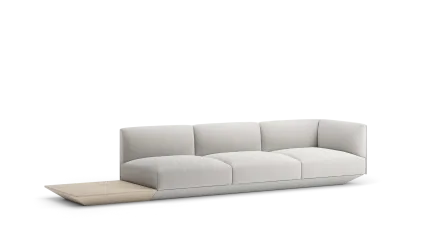 90 composition 03/R in fabric with high armrests, platform base