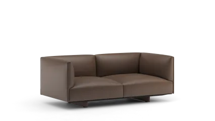 90 2seater in leather with high armrests, metal base with legs