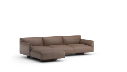 90 composition 01/L in leather with low armrests, upholstered metal base with legs