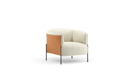 Armchair with leather frame