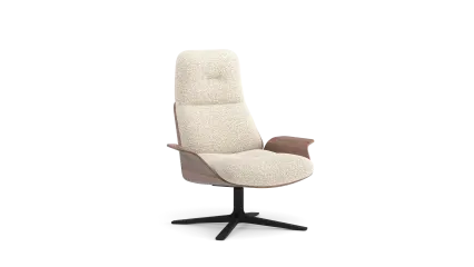 easy chair with armrests and high backrest, swivel base	