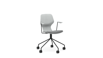Chair with swivel base and armrest, 5 castors with cushion