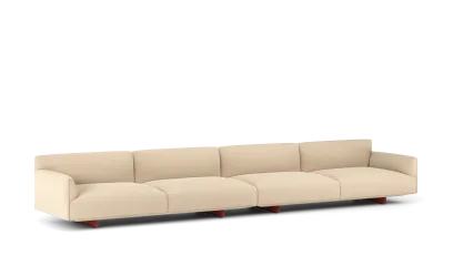 110 composition 01 in fabric with low armrests, upholstered metal base with legs