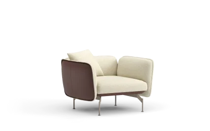 Armchair with leather frame