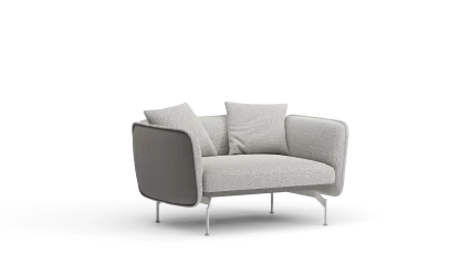 Armchair 138 with leather frame