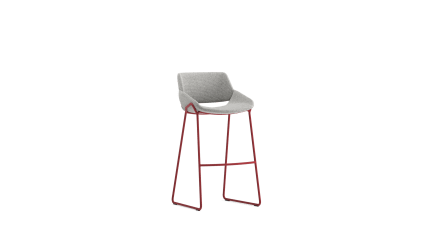 Barstool with backrest and metal sled base high