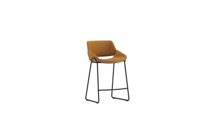 Barstool with backrest metal sled base low