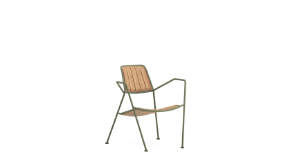 INOX easy chair with wood