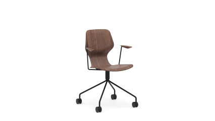Chair with swivel base and armrests, 4 castors