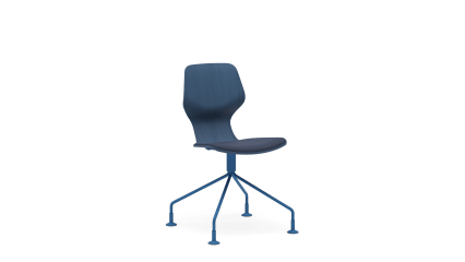 Chair with fixed swivel base, 4 legs with cushion
