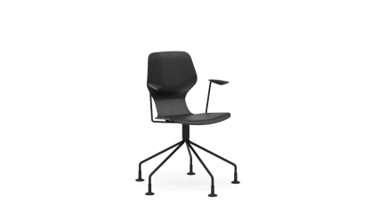 Chair with fixed swivel base and armrest, 5 legs