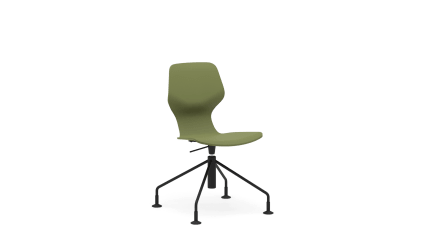Low adjustable height chair with fixed swivel base, 4 legs