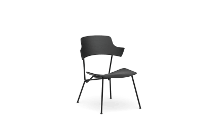 Plywood low chair with armrest