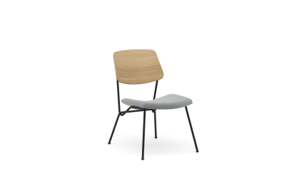Plywood low chair with upholstered seat