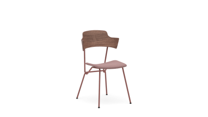 Plywood chair with upholstered seat and armrests