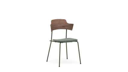Plywood chair with armrest and upholstered seat