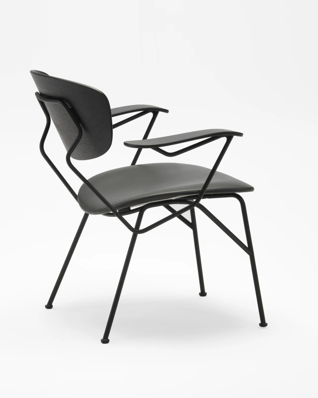 Fotoliul VR52 Easychair, cu cadru continuu din țeavă de oțel și șezut din placaj curbat